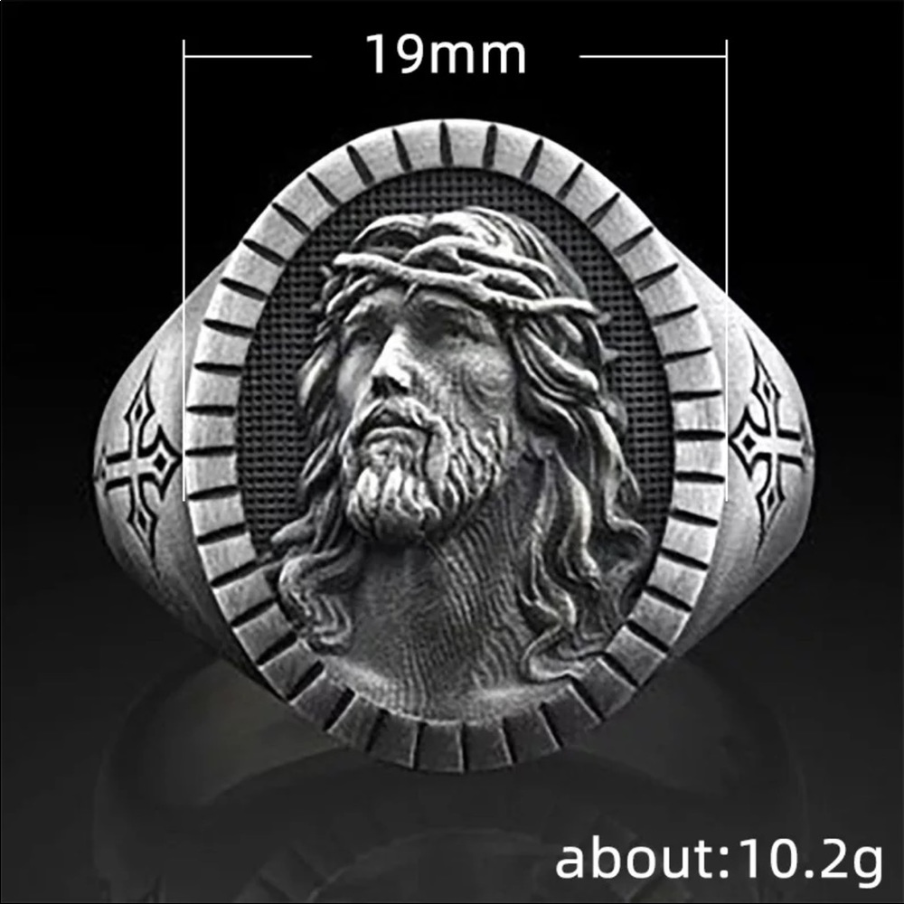 New Jesus Oval Men Women Anniversary Gift Jewelry Ring - Picture 3 of 4
